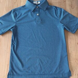 Peter Millar Navy Geometric Polo